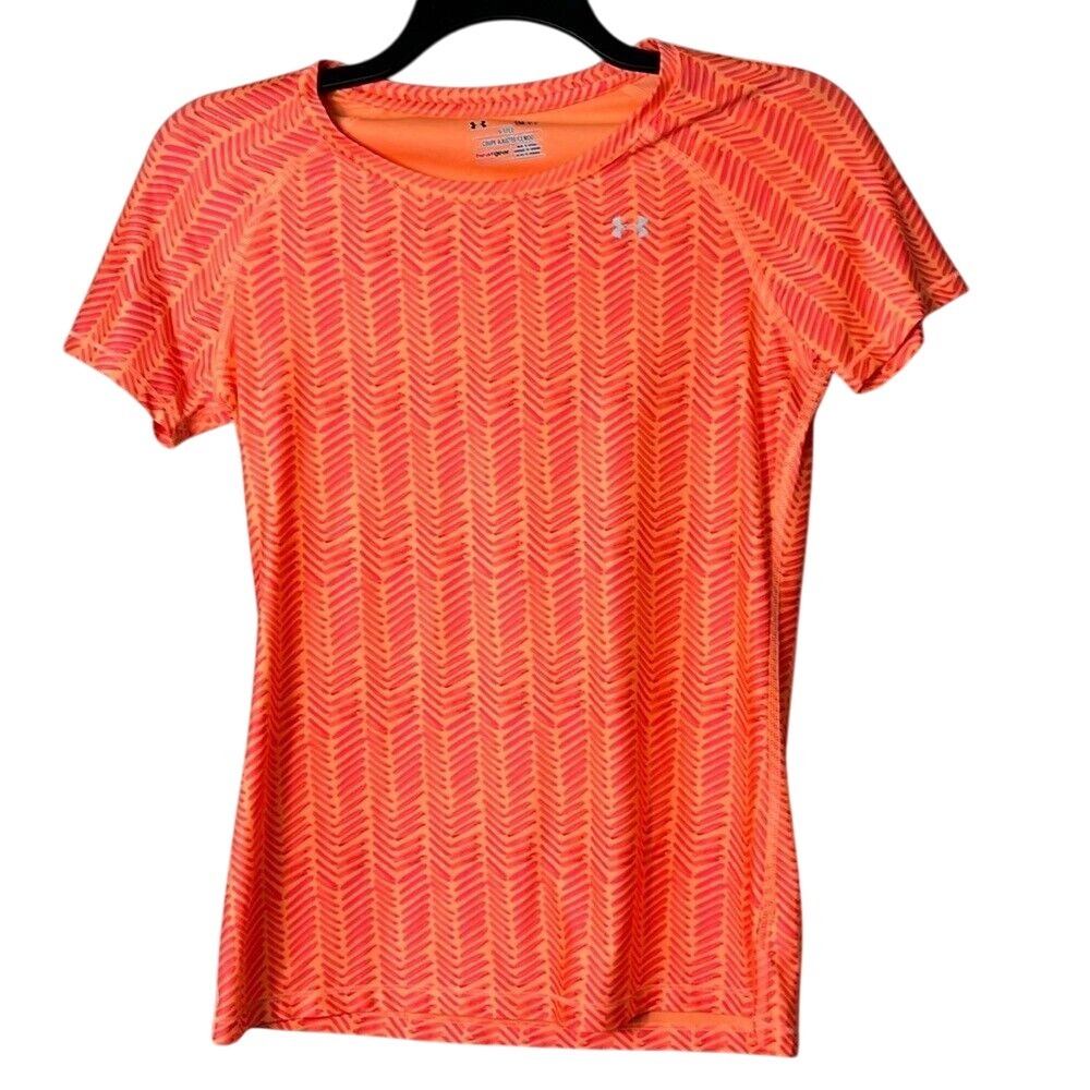 Under Armour Heat Gear Short Sleeve‎ Active Fitted Shirt Womens Size SM/P Orange